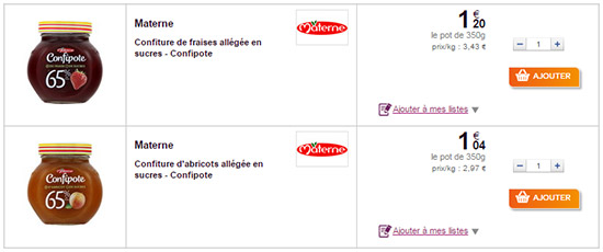 Confitures Confipote Materne chez Carrefour