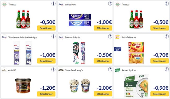 exemples de coupons de réduction immédiate