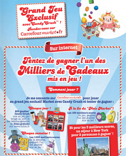 Codes bonus pour le jeu Carrefour Market Candy Crush