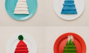 Astuce : Pliez vos serviettes de table en forme de sapin de Noël