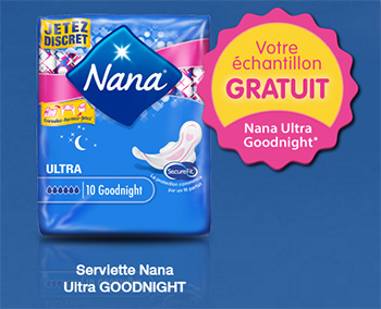 Échantillon gratuit de serviette Nana Ultra Goodnight