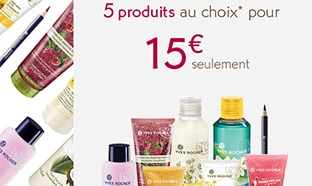 Yves Rocher : 5 produits pour 15€ + 2 cadeaux + échantillons