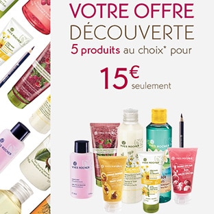 Yves Rocher : 5 produits pour 15€ + 2 cadeaux + échantillons