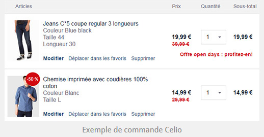 Exemple de commande Celio