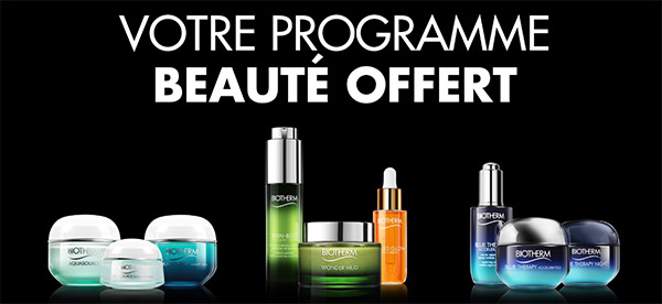 programme beauté Biotherm offert sous forme d'échantillons gratuits