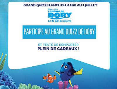 175 cadeaux Dory à gagner avec le grand quizz Flunch