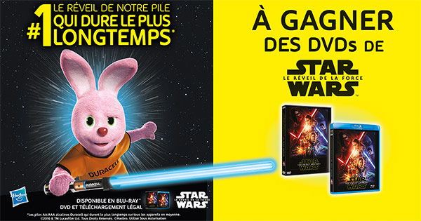 Jeu Duracell : 500 DVD Star Wars "Le réveil de la force" à gagner