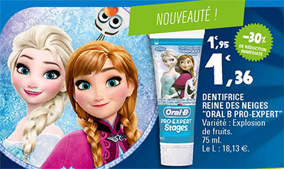 Promotion Leclerc Dentifrice Reine des Neiges Oral-B