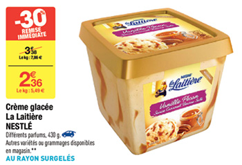 Crème Glacée La Laitière en promo chez Carrefour