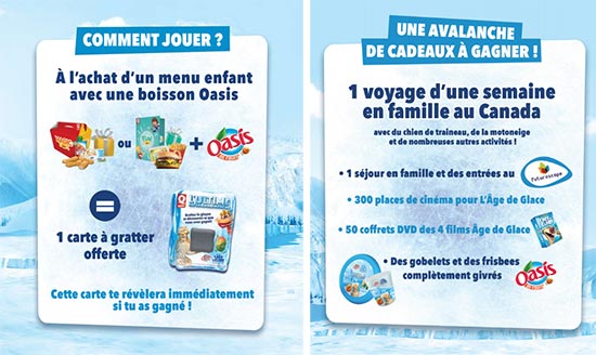 Cadeaux L'Âge de Glace à gagner avec Quick et Oasis