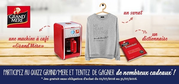 Cafetière, Sweats et dictionnaires à gagner au jeu Grand’Mère