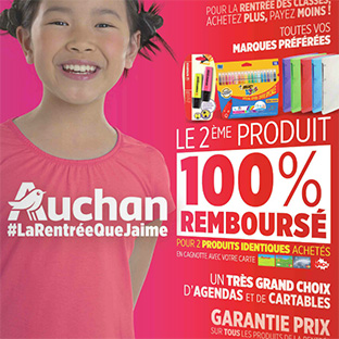 Auchan Fournitures scolaires : 2ème article 100% remboursé