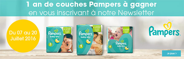 Un an de couches Pampers gratuit à gagner avec Rose ou Bleu