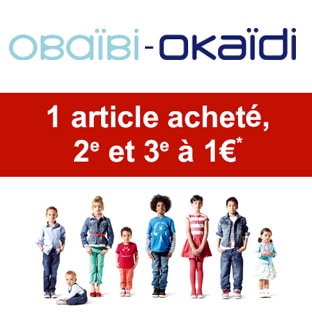 Bon plan Okaïdi : 2ème et 3ème vêtement enfant à 1€