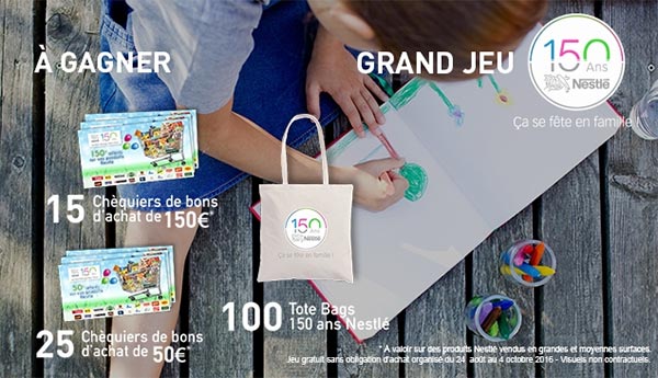 Les cadeaux à gagner au jeu 150 ans de Nestlé