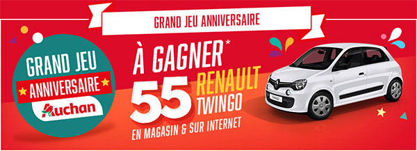 Jeu 55 ans Auchan : 55 voitures Renault Twingo à gagner