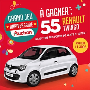 Jeu 55 ans Auchan : 55 voitures Renault Twingo à gagner