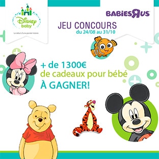Jeu Disney Babies’R’Us : 16 cadeaux pour bébé à gagner