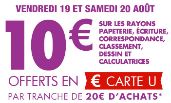 Super U : 10€ offerts tous les 20€ d’achats de fournitures scolaires