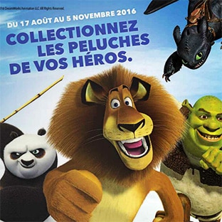 Vignettes Auchan : Peluches DreamWorks à collectionner