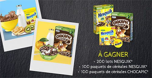 Céréales Nesquik, Chocapic et cadeaux Nestlé à gagner