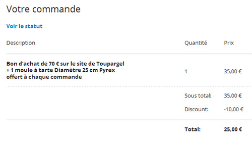 Groupon : Coupon d’achat Toupargel de 70€