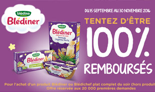 Offre de remboursement : Repas complet Blédina gratuit