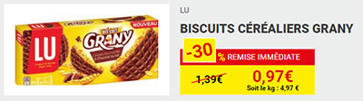 Promotion sur les biscuits Grany chez Carrefour Market