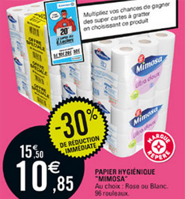 Promotion Papier WC Mimosa chez Leclerc