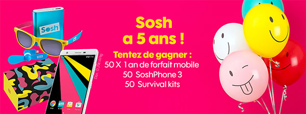 Jeu anniversaire Sosh : 150 cadeaux à gagner pour ses 5 ans