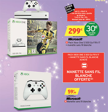 Promo Intermarché : Console Xbox One S 500Go + Jeu Fifa 17 + 2 manettes