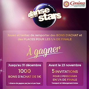 Jeu Casino – Dance avec les Stars : 1000 bons d’achat à gagner…