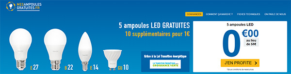 MesAmpoulesGratuites.fr : pack d'ampoules LED offertes chez soi : bon plan 2016