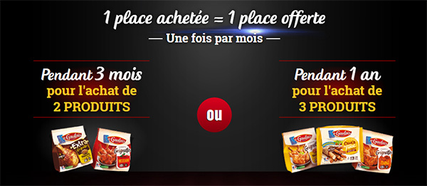 1 place de ciné acheté = 1 place gratuite pendant 3 mois ou 1 an