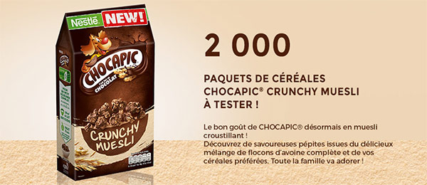 Testez gratuitement les céréales Crunchy Muesli de Chocapic