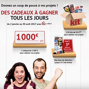 Jeu 100% gagnant YouJustDo : 1000€, 119 kits de bricolage…