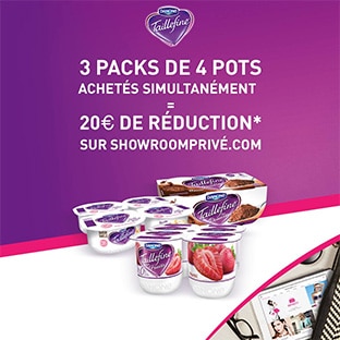 3×4 yaourts Taillefine achetés = 20€ offerts sur Showroomprivé