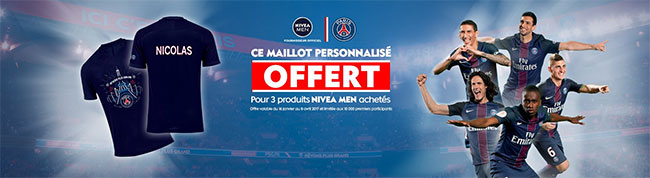 Achetez des produits Nivea Men et obtenez un maillot PSG personnalisé offert