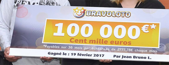 100000 euros gagnés à Bravoloto