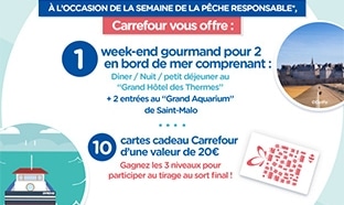 Jeu Carrefour : 1 week-end et 10 cartes cadeaux de 20€ à gagner