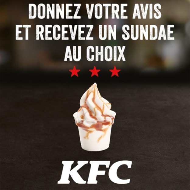 KFC mon avis : Donnez votre opinion sur KFCmonavis.fr = 1 sundae offert