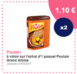 Coupon de réduction sur le chocolat Poulain