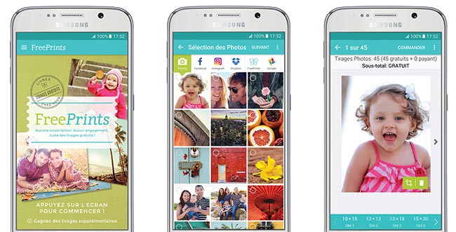 Développement gratuit de photos avec l'application FreePrints