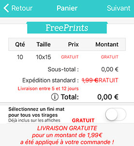 Bon plan FreePrints : livraison gratuite