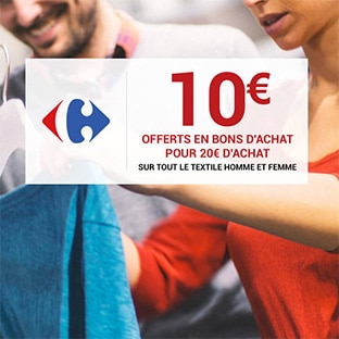 Bon d’achat Carrefour textile de 10€ offert pour 20€ d’achat