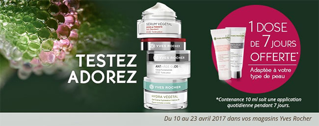 Boutiques Yves Rocher : 1 dose d’essai de 7 jours offerte