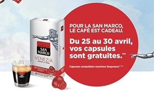 Offre de remboursement San Marco : Capsules de café offertes