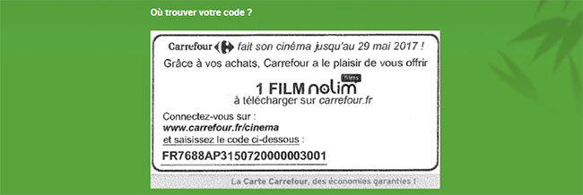 Un film offert par Carrefour à télécharger sur Nolim