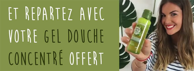 repartez avec un gel douche concentré Yves Rocher gratuit