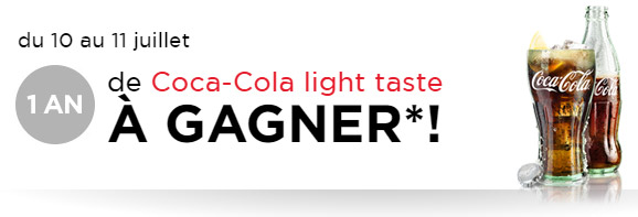 Tentez de recevoir l’un des lots de canettes de Coca-Cola light Taste